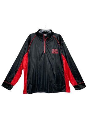 Men's Pullover Vintage Starlight 1/4 Zip Team USA Black Red Long Sleeve Size 3XL